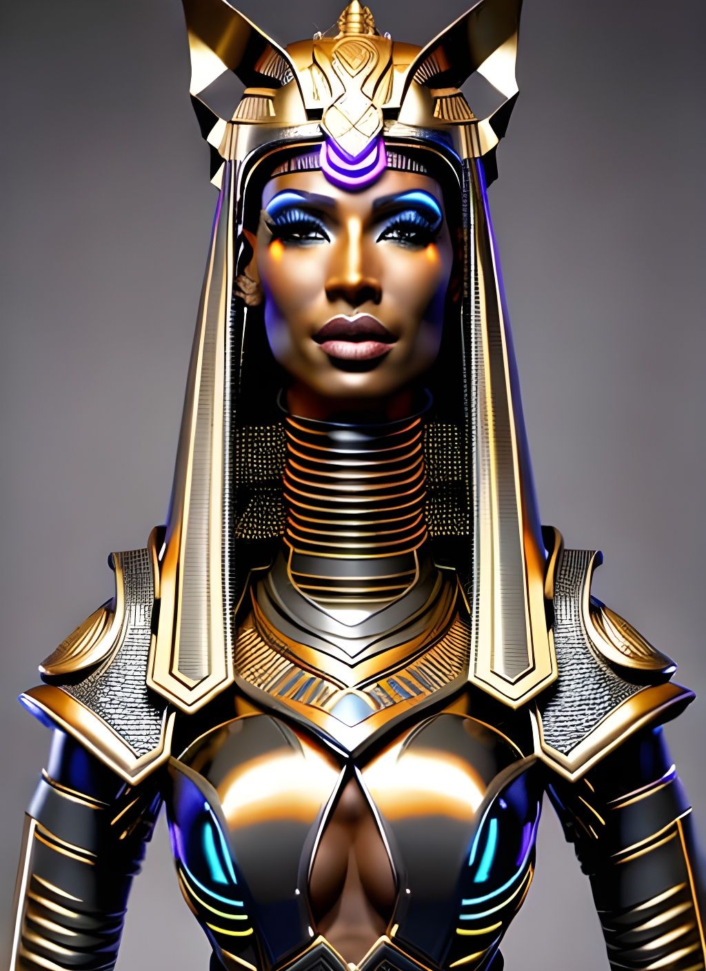 Cyberpunk Lioness Sekhmet in 3D Digital Art