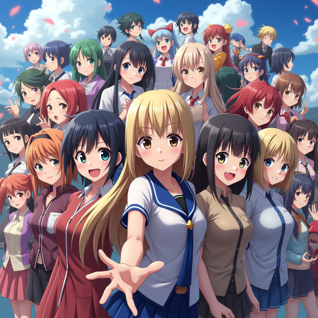 Anime Banner with Iconic Characters in 3D Style