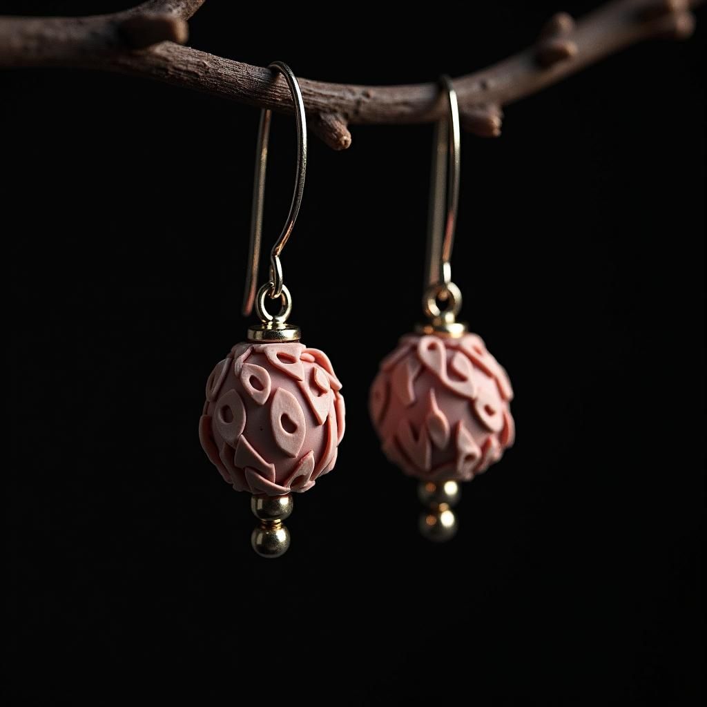 Elegant Polymer Clay Earrings on Black Velvet