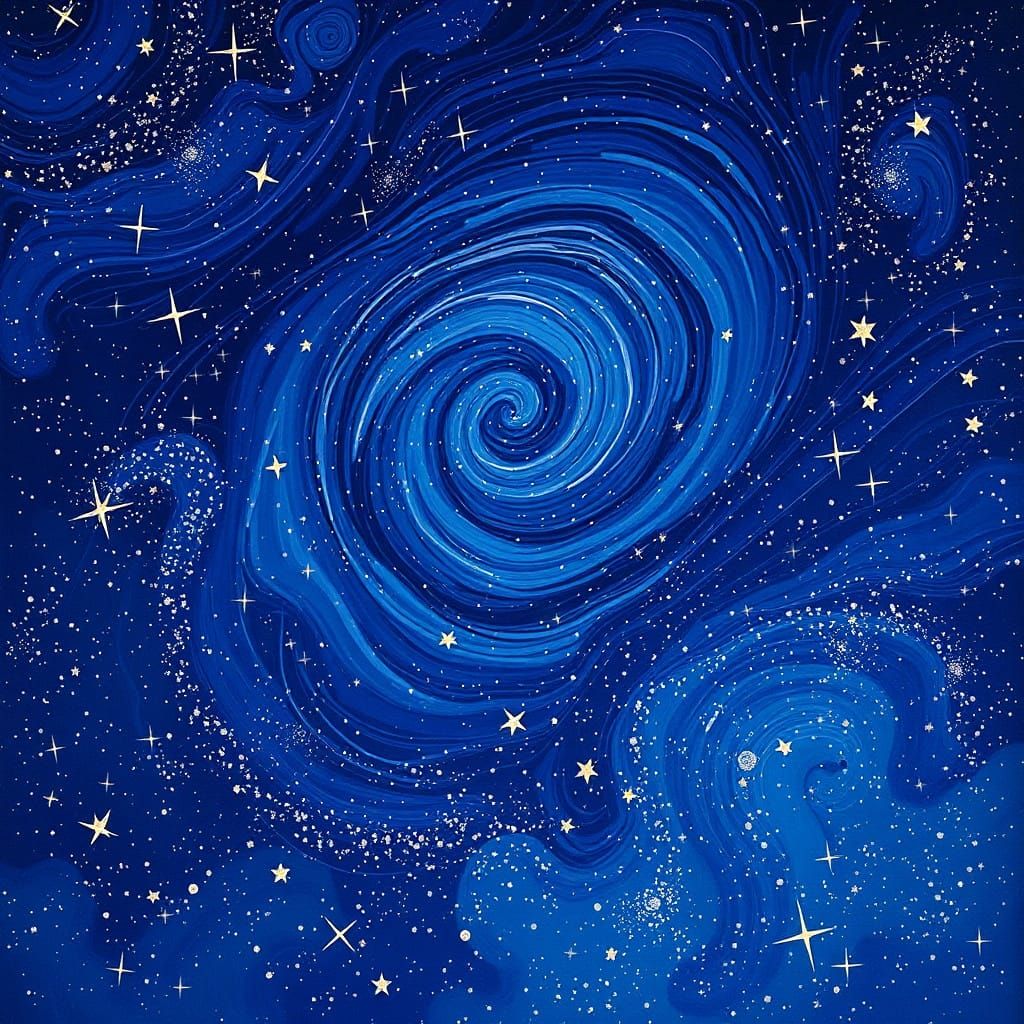 Celestial Dance in Vibrant Indigo and Purple