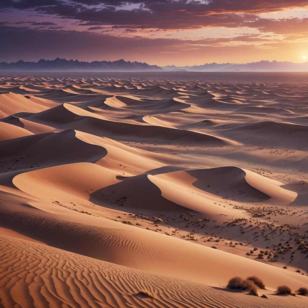 Expansive Desert Dunes: Modernist Digital Matte Painting