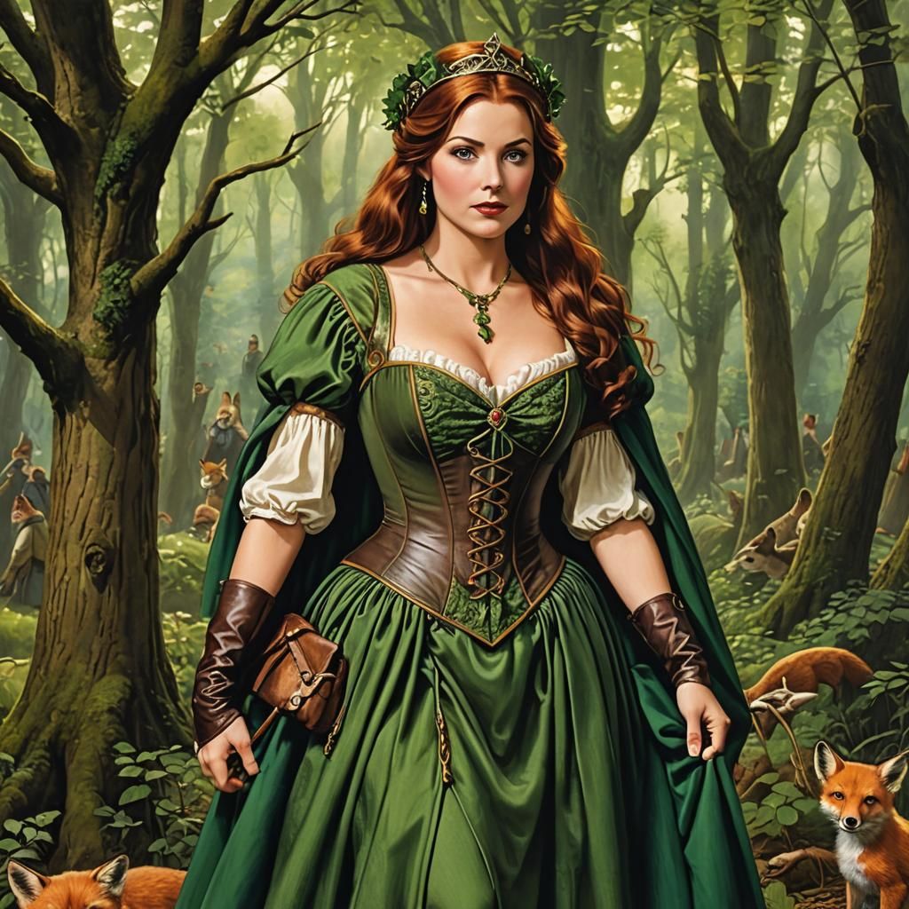 Maid Marian in Forest Green Corset