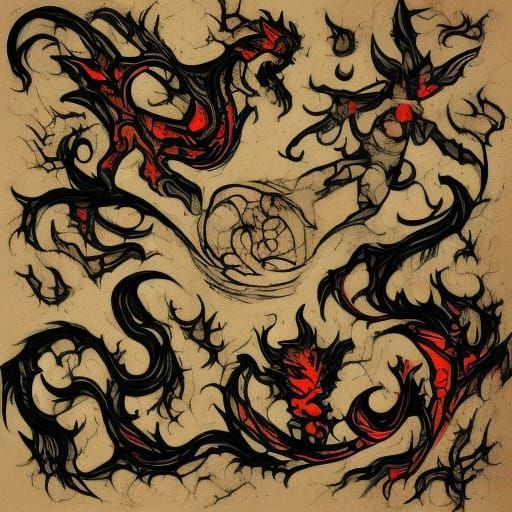 Hybrid Hell Hound Concept Art in Lofi Kawaii Style