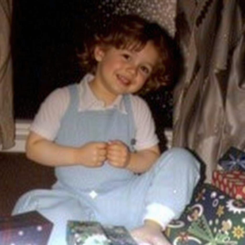 Young Boy Surrounded by Christmas Cheer in Photorealistic St...