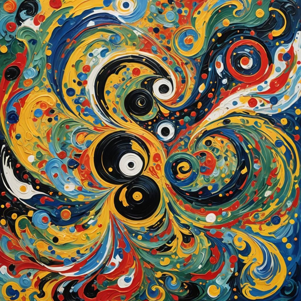 Yin and Yang Energies as Impasto Gouache Painting