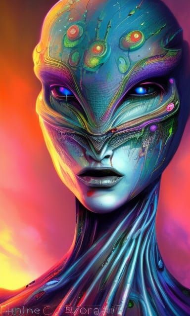 Alien Supermodel with Cosmic Eyes in Sci-Fi Art