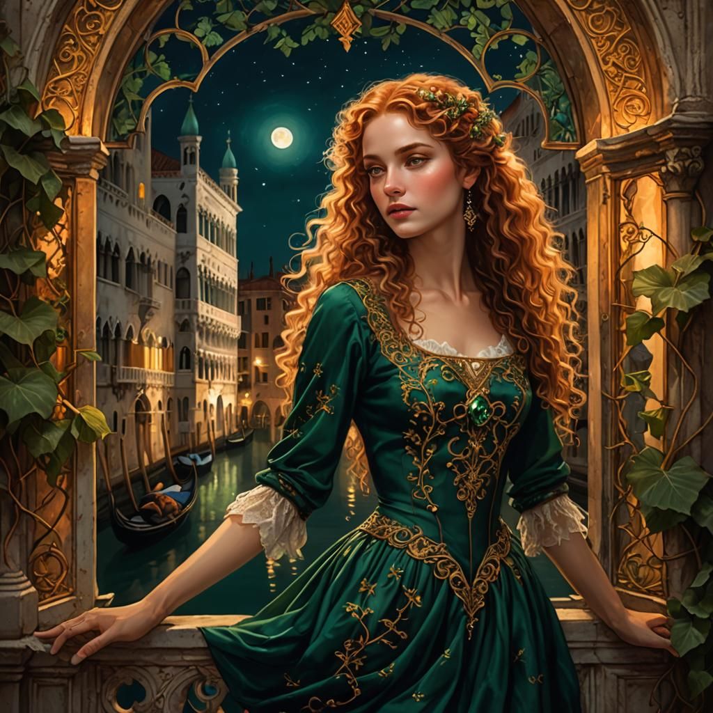 Venetian Woman in Art Nouveau Style