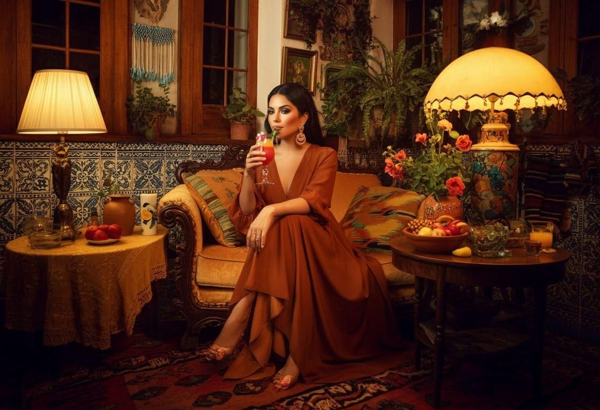 Stunning Mexican Woman Relaxing at Home