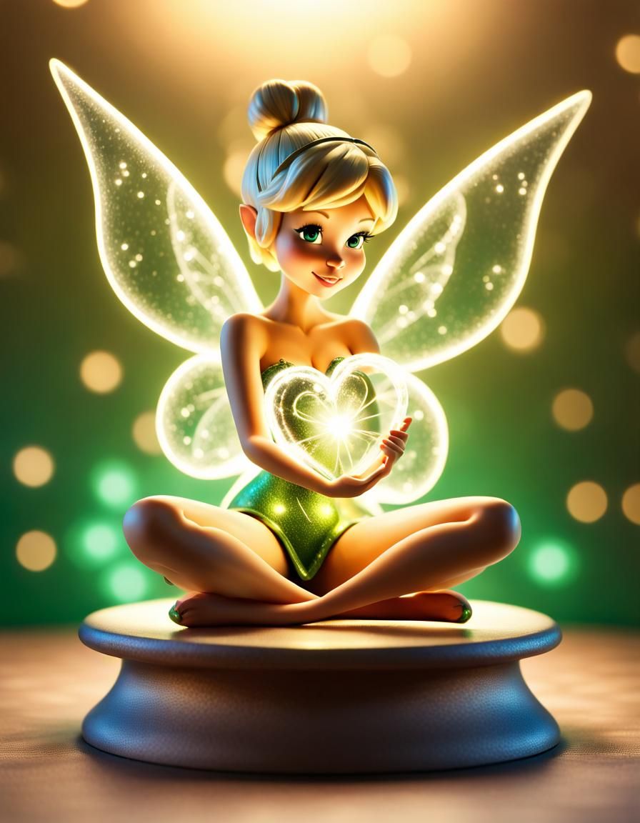 Tinkerbell Figurine Holding Luminous Heart