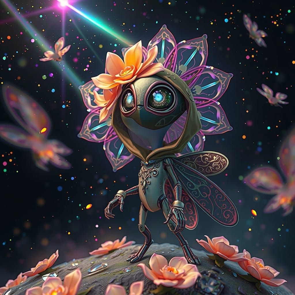 Enchanted Firefly in Whirlpool of Light