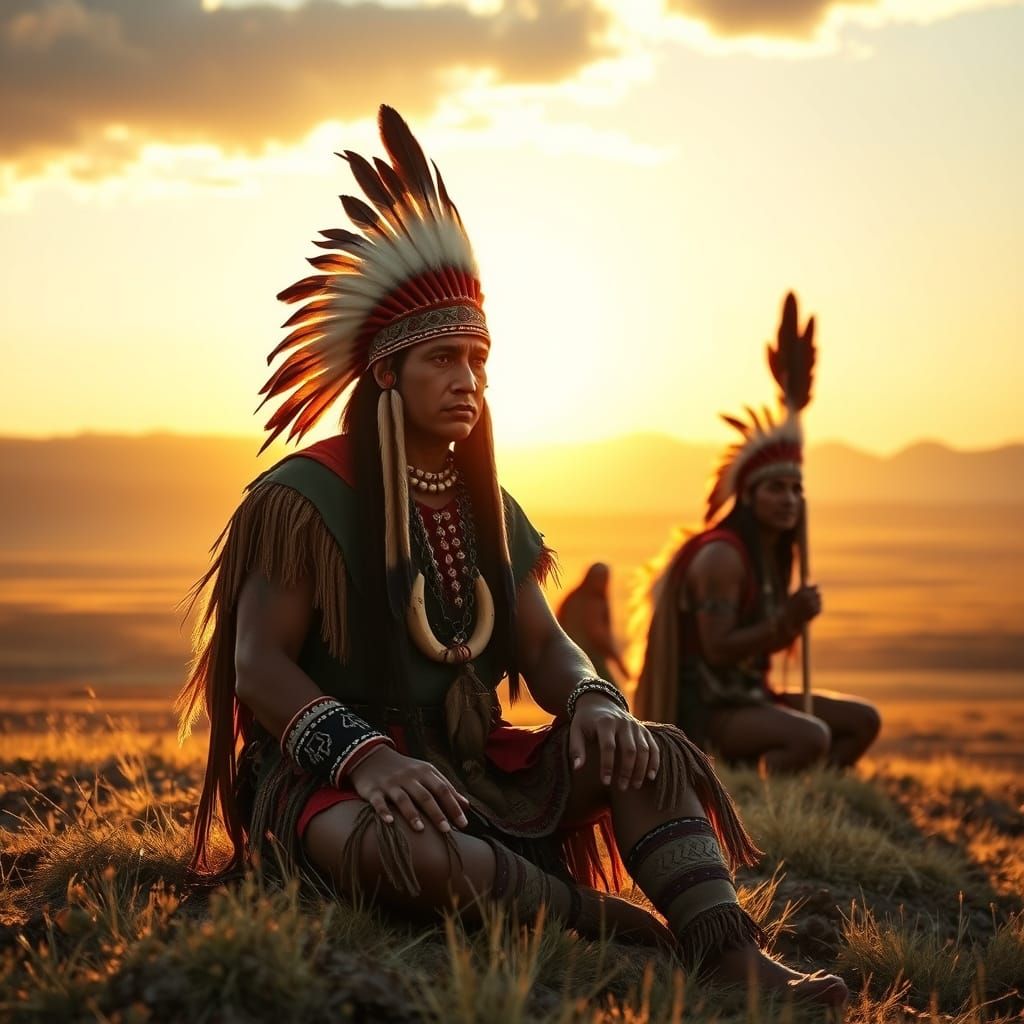 Native American Chief at Golden Hour