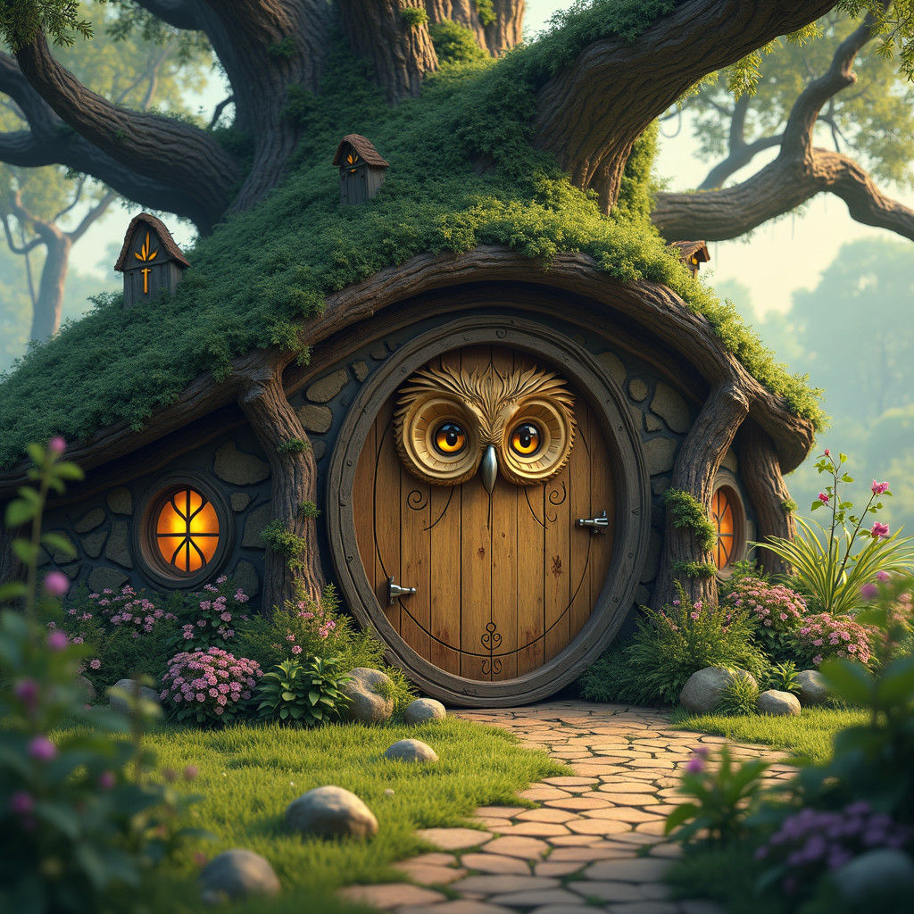 Enchanting Hobbit Home in Magical Forest