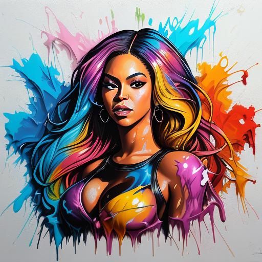Beyonce in Graffiti Splash Art Style