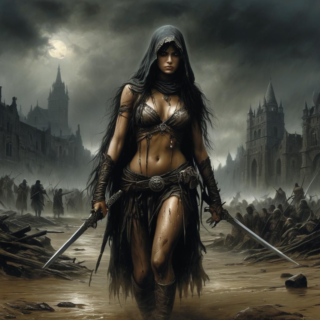 Dramatic Grimdark Scene, Photorealistic Art