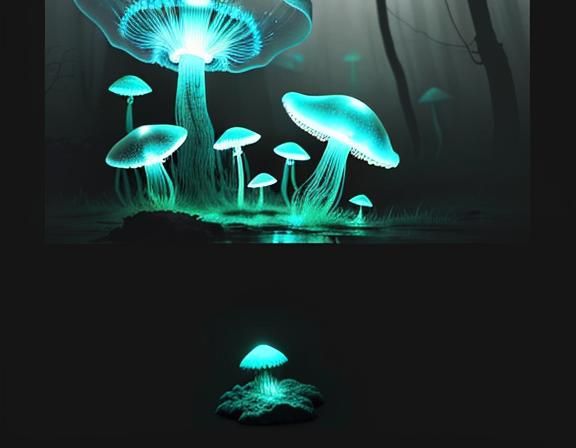 Jellyfish and Toadstools in Mystical Forest