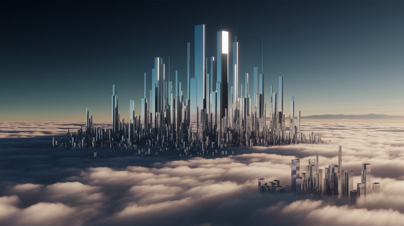 Surreal Futuristic Cityscape Shines with Chrome Reflections