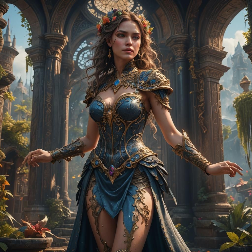 Elegant Woman Undressing: Detailed Matte Painting