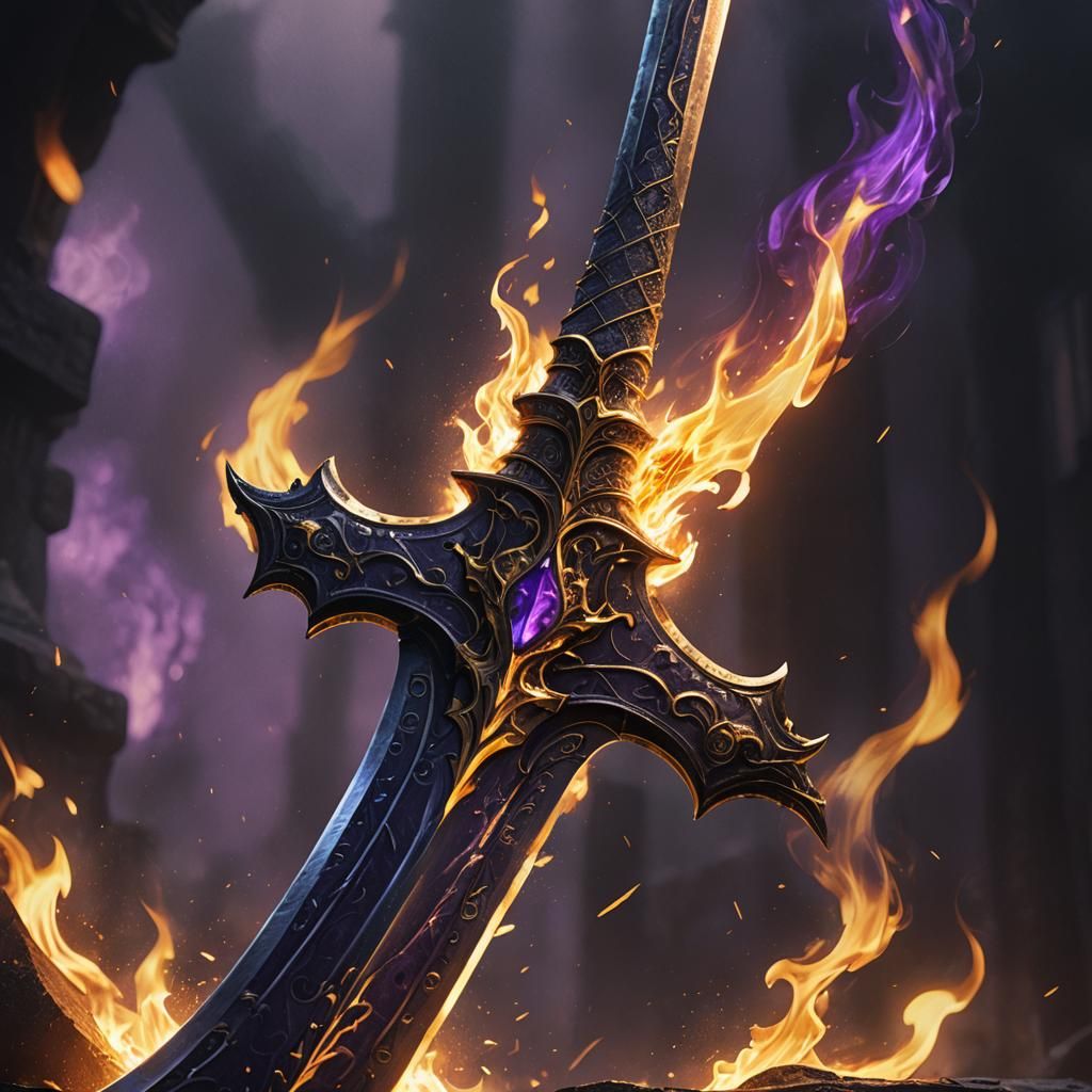 Flaming Sword in Dark Fantasy Style