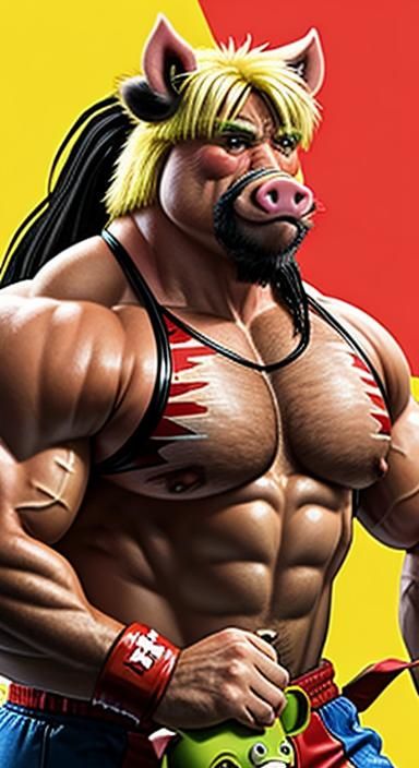 Hulk Hogan Pig Hybrid Fusion: Pro Wrestling Art