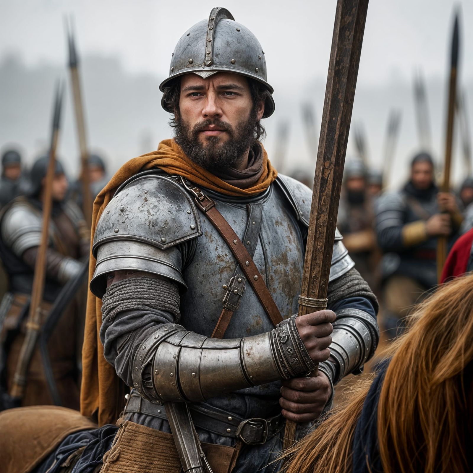 Medieval French Soldier Charging into Battle with Estoc