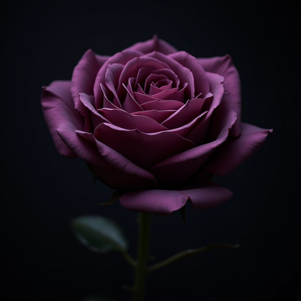 Dark Violet Rose in Art Nouveau Style