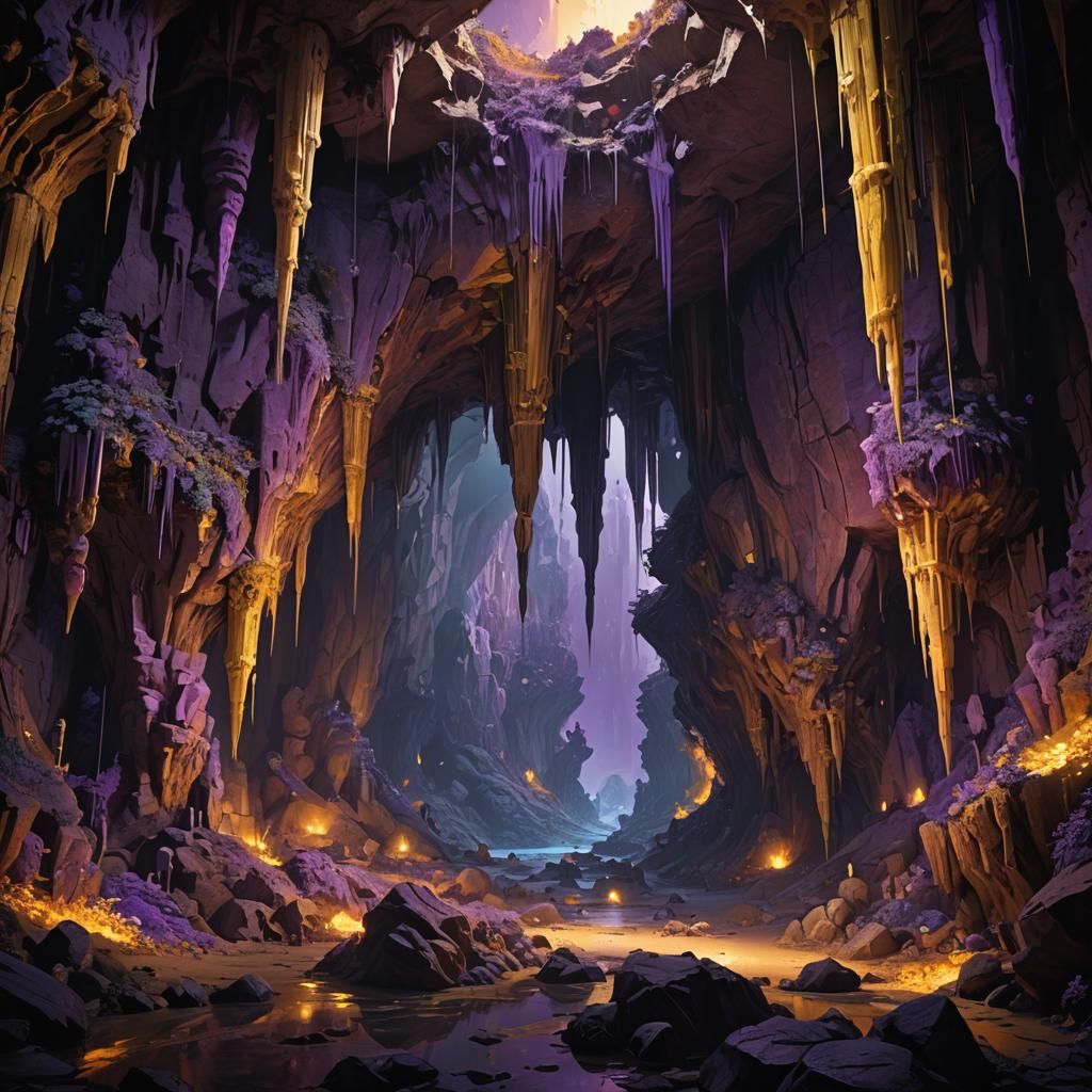 Stalactite Cave: Dark Fantasy Concept Art