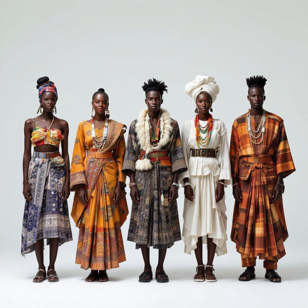 Diverse Dark Skin Individuals in Editorial Fashion Photograp...