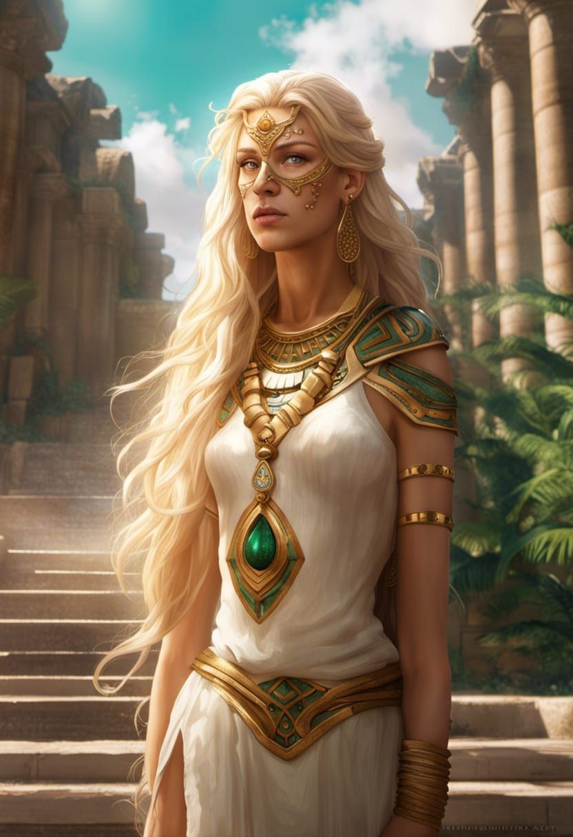 Amazonian Woman in Artemis Temple: Hyperrealistic Concept Ar...