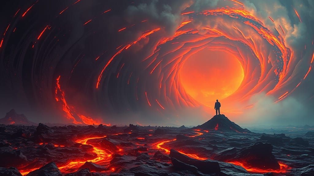 Mystical Fiery Realm in Apocalyptic Hues