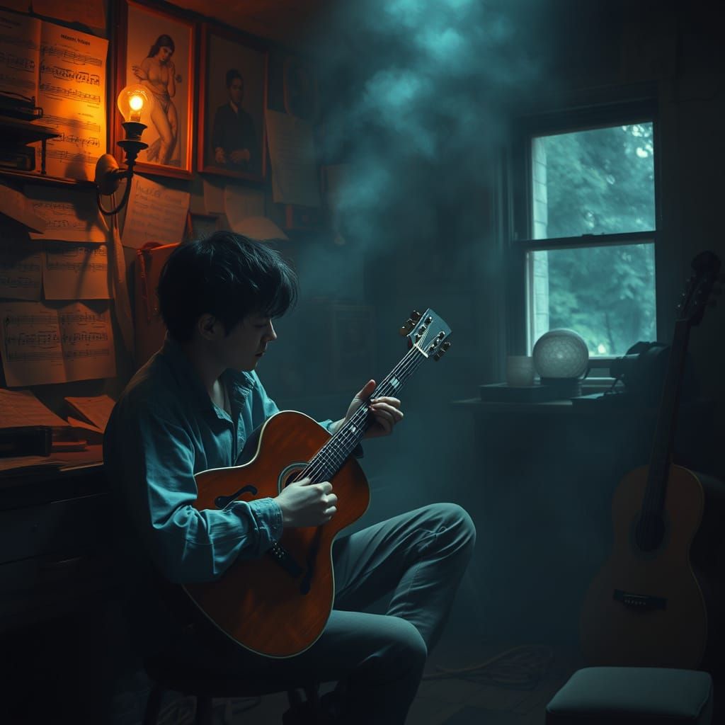 Digital Art in a Dimly Lit Room