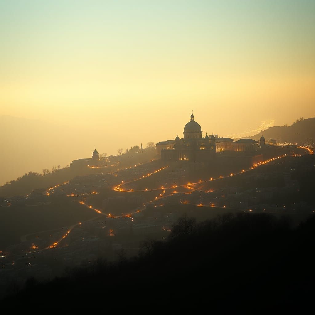 Ethereal Town Aglow: Cinematic Dreamscape