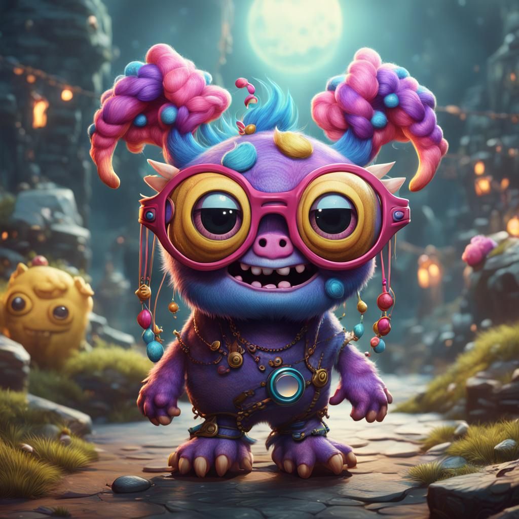 Cute Monster with Pigtails: Fantasy Concept Art