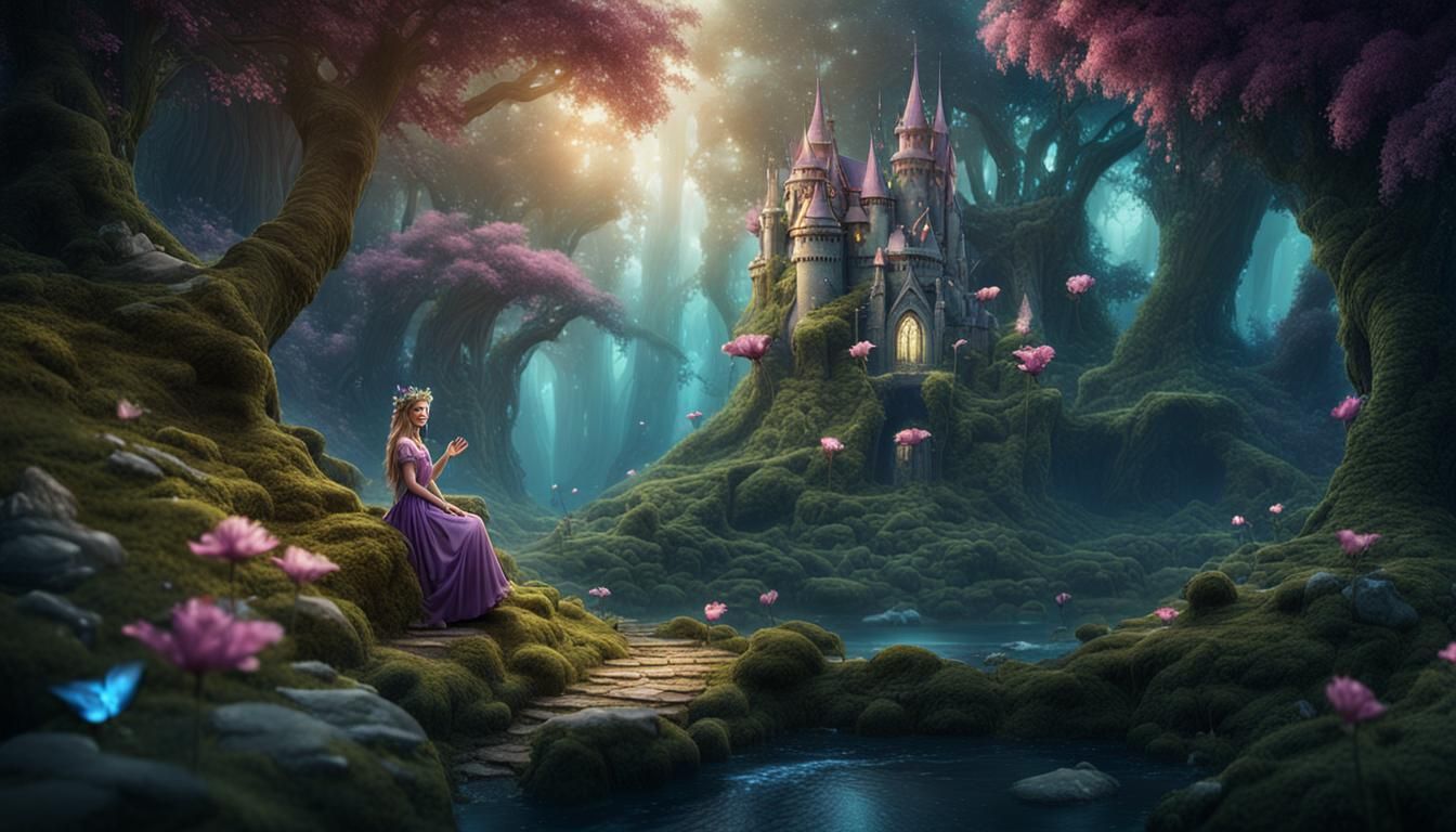 Enchanted Forest Fairy Princess: Detailed Matte Painting