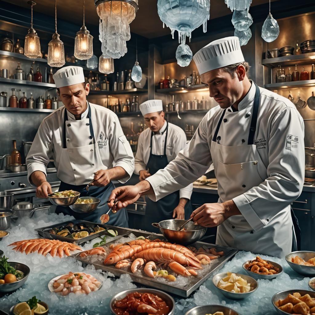 Luxury Restaurant, Berlin 1930s, Seafood Preparation