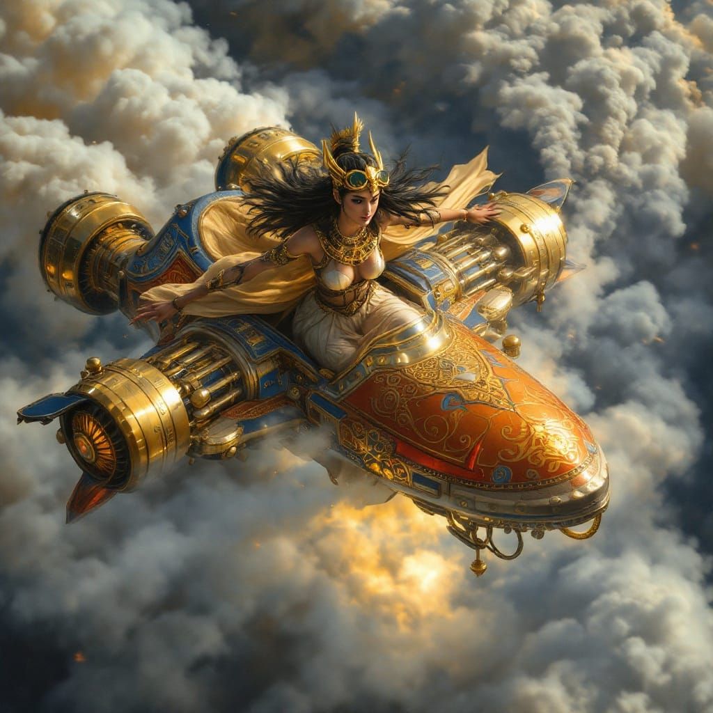 Golden Goddess Soars on Steam-Powered Magic Carpet