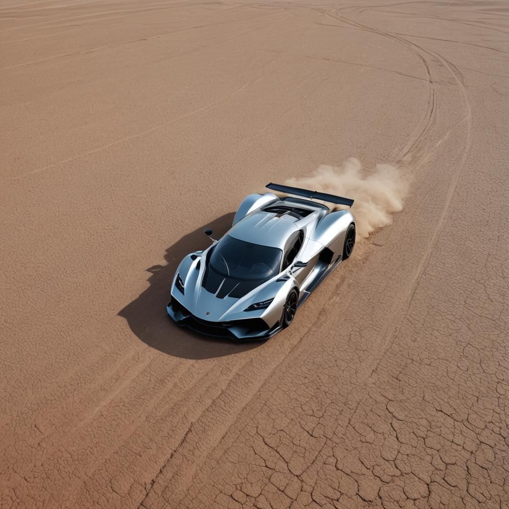 Hypercar Races Through Desert Landscape