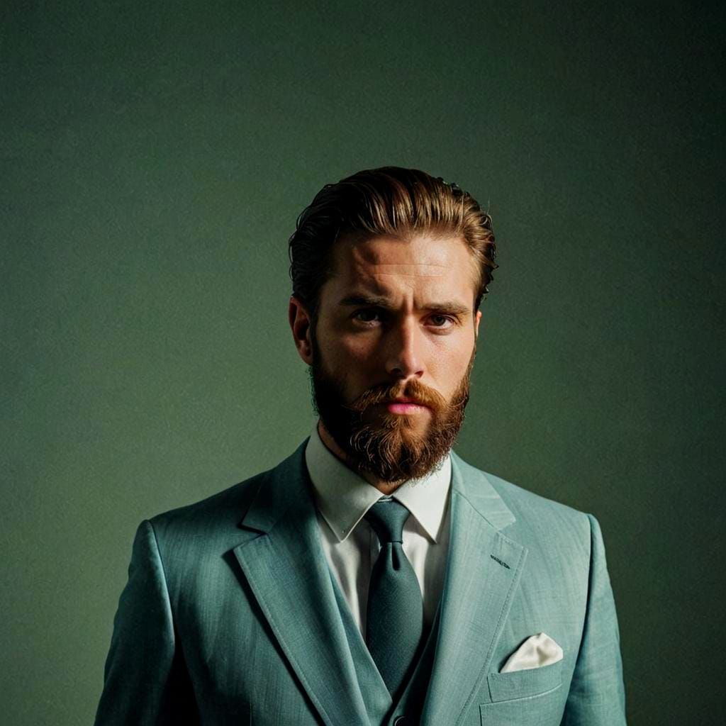 Arrogant Bearded Man in Avant-Garde Style