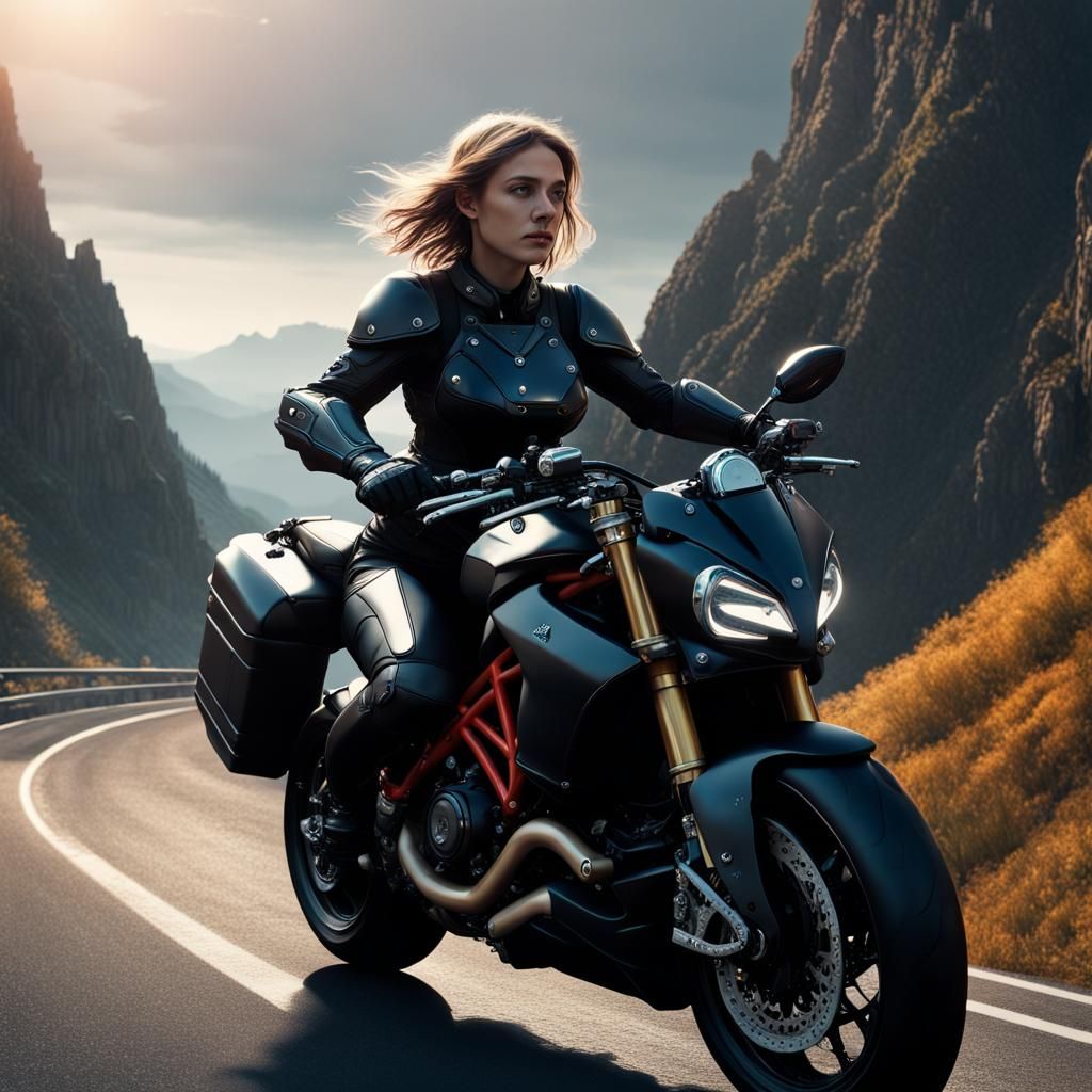 Joan of Arc on Motorcycle: Fantasy Concept Art