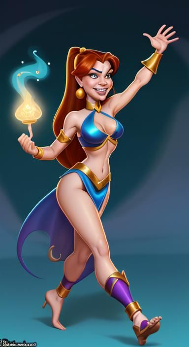 Kim Possible as an Aladdin Genie