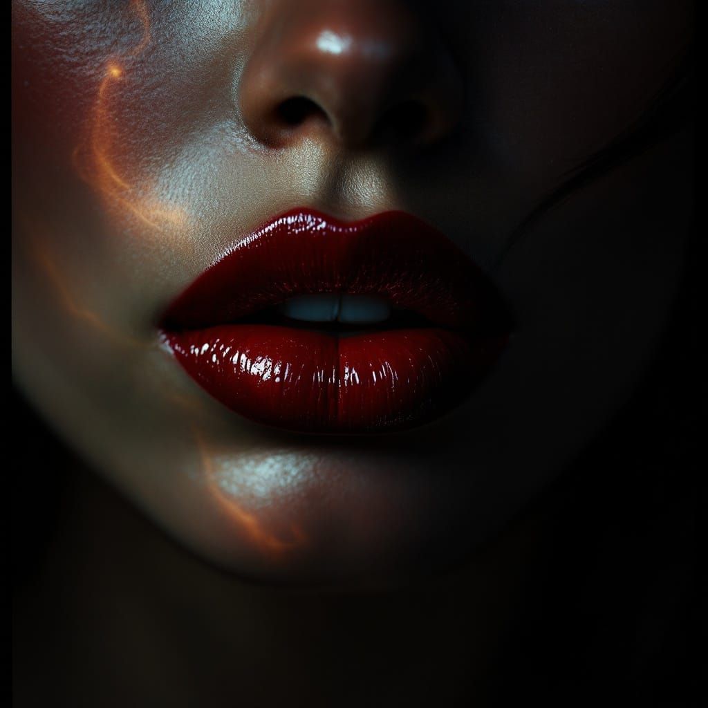 Crimson Lips of Power and Elegance