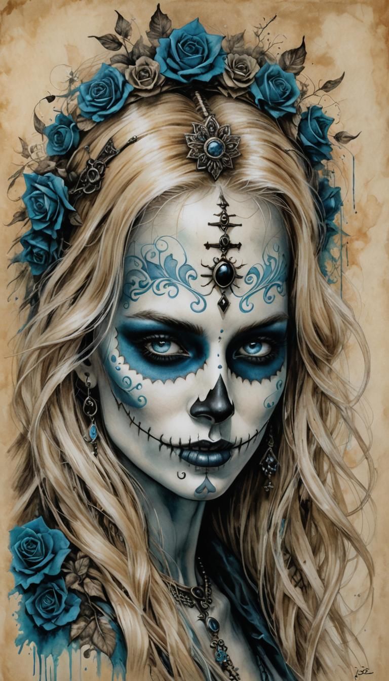 Occult Voodoo Lady with Day of the Dead Smile