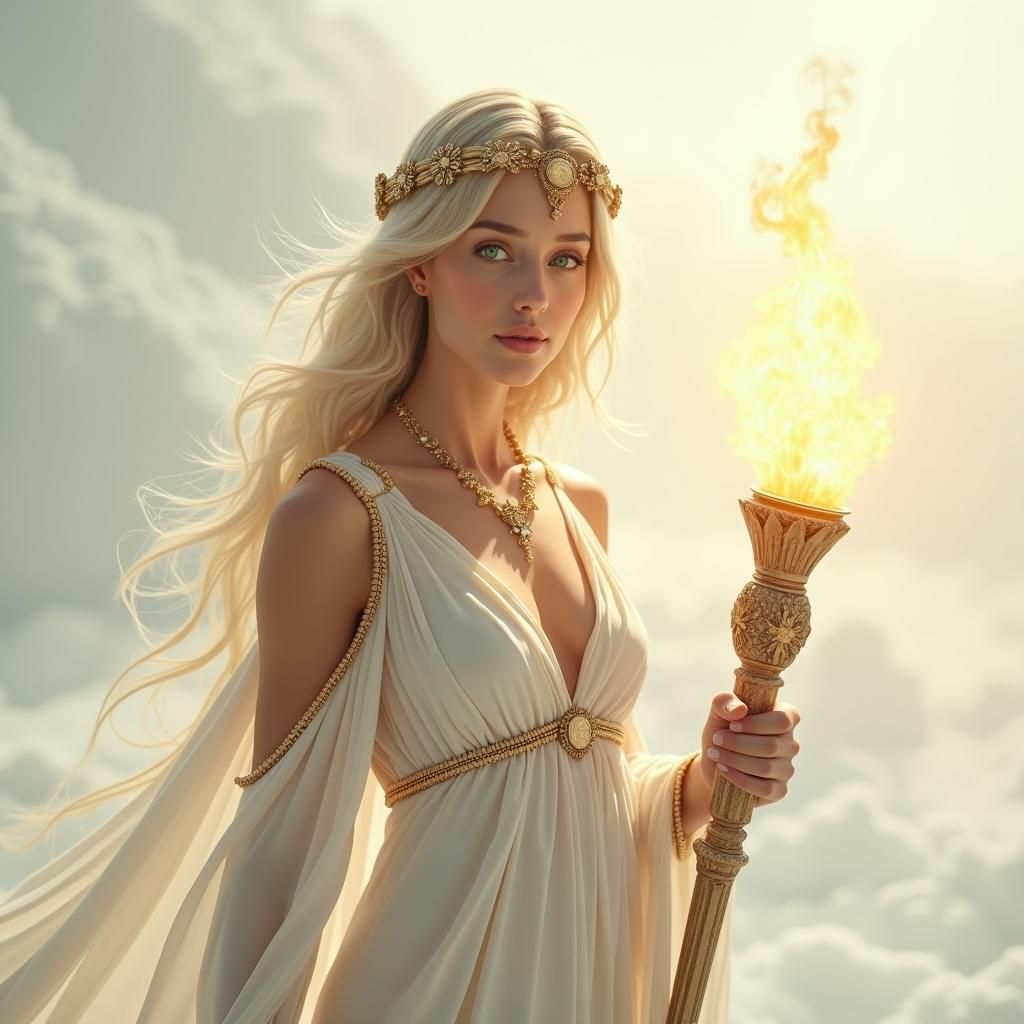 Ethereal Greek Goddess Portrait in Fantasy Concept Art Style