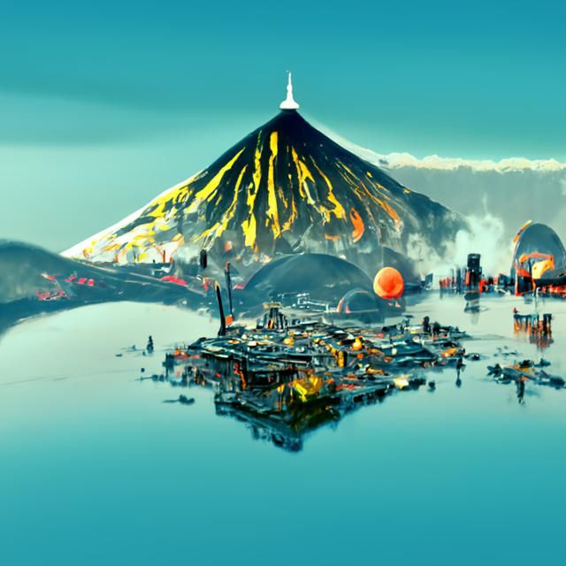 Volcano City: Hyperdetailed Solarpunk Concept Art