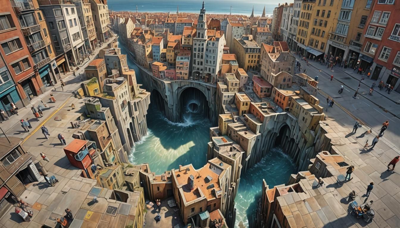 Surreal 3D Chalk Art on City Street