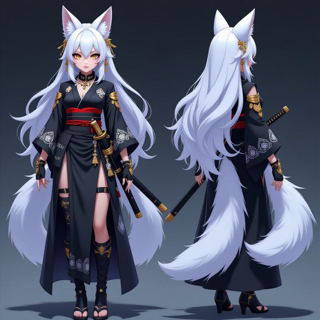 Anime Female Admiral with Kitsune Features