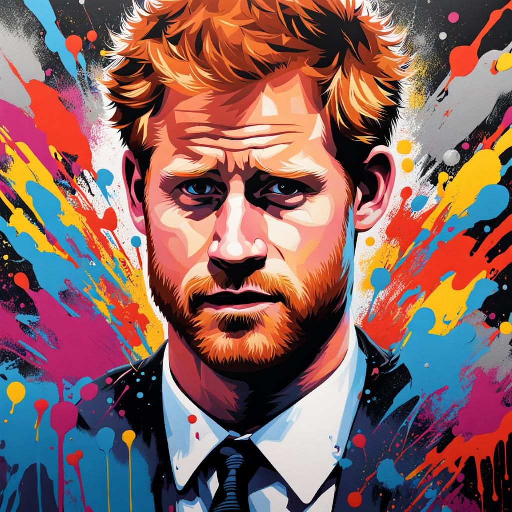 Prince Harry in Graffiti Street Art Style