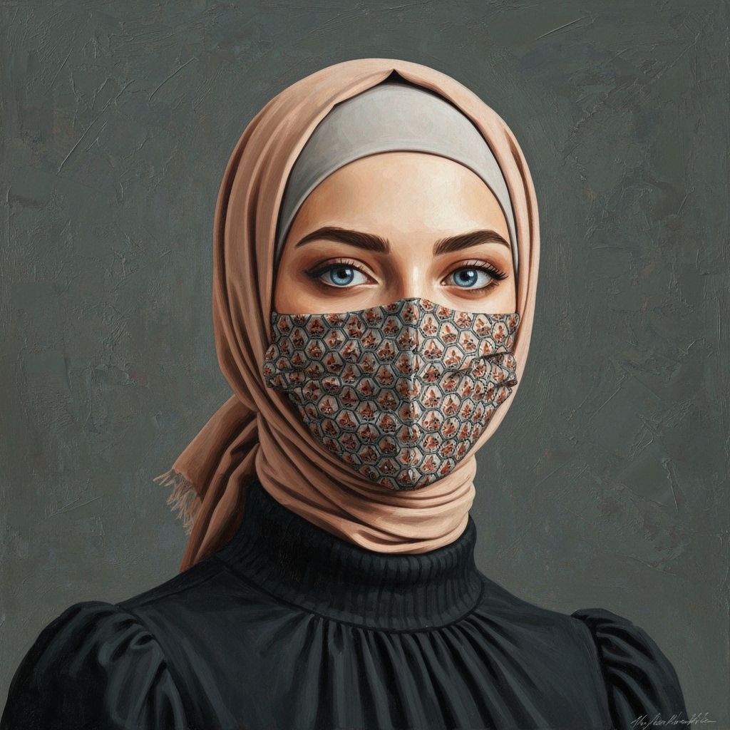 German Hijabi Woman Portrait Neo-Impressionist Style