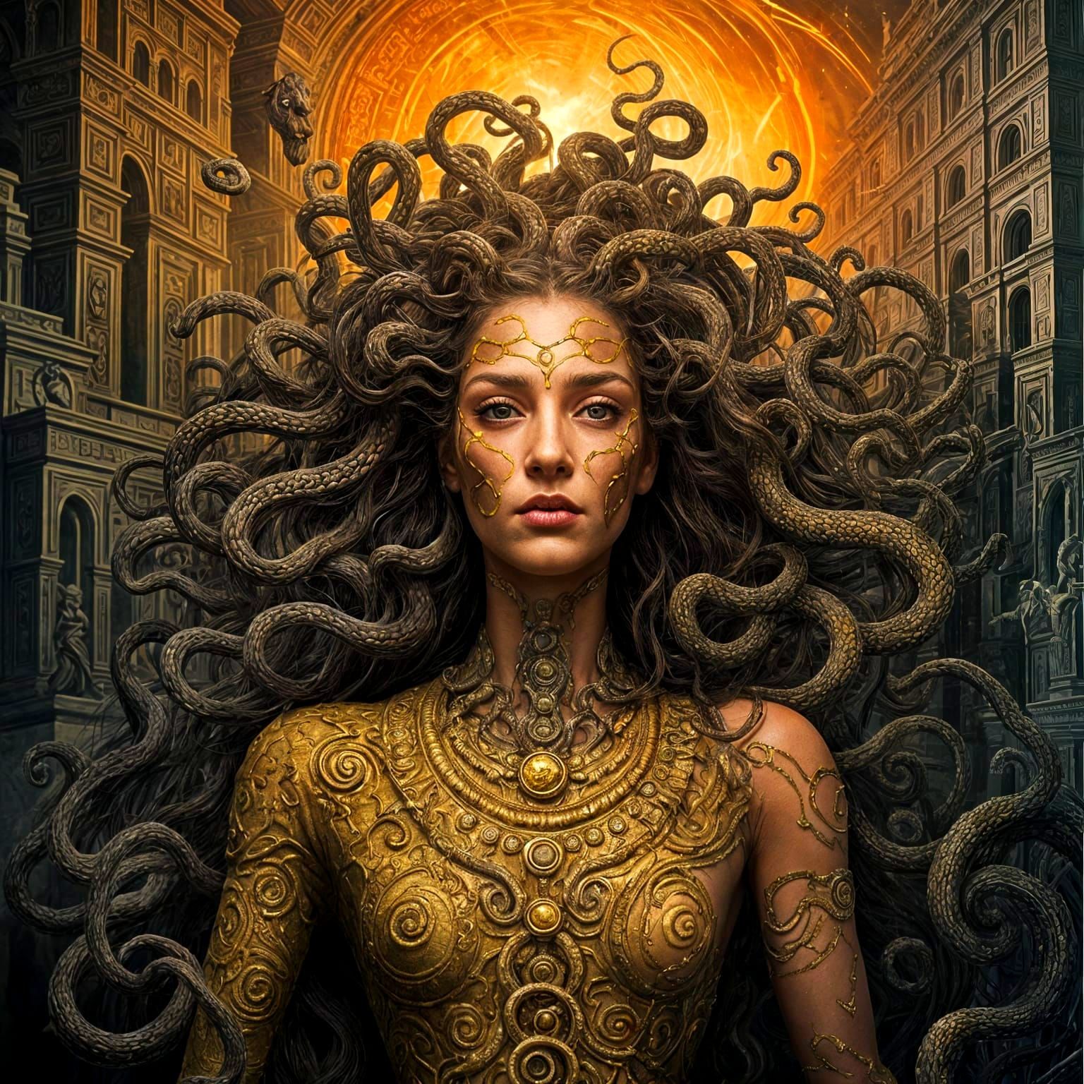 Goddess of Gaze in Amber Hues