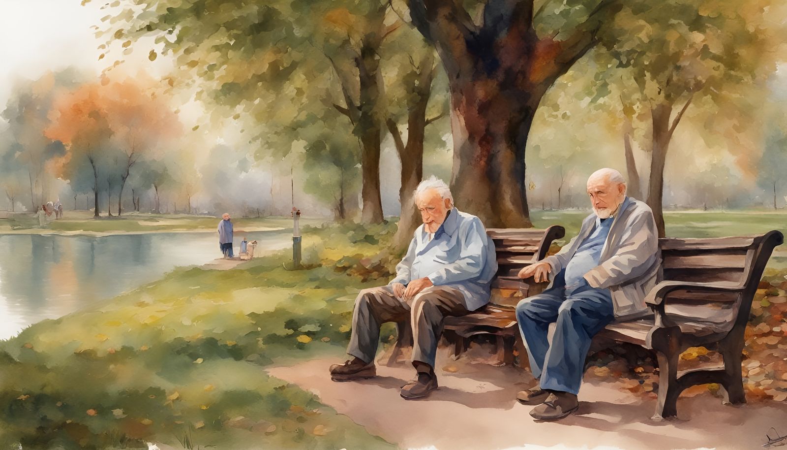 Folk Art: Old Men in the Park