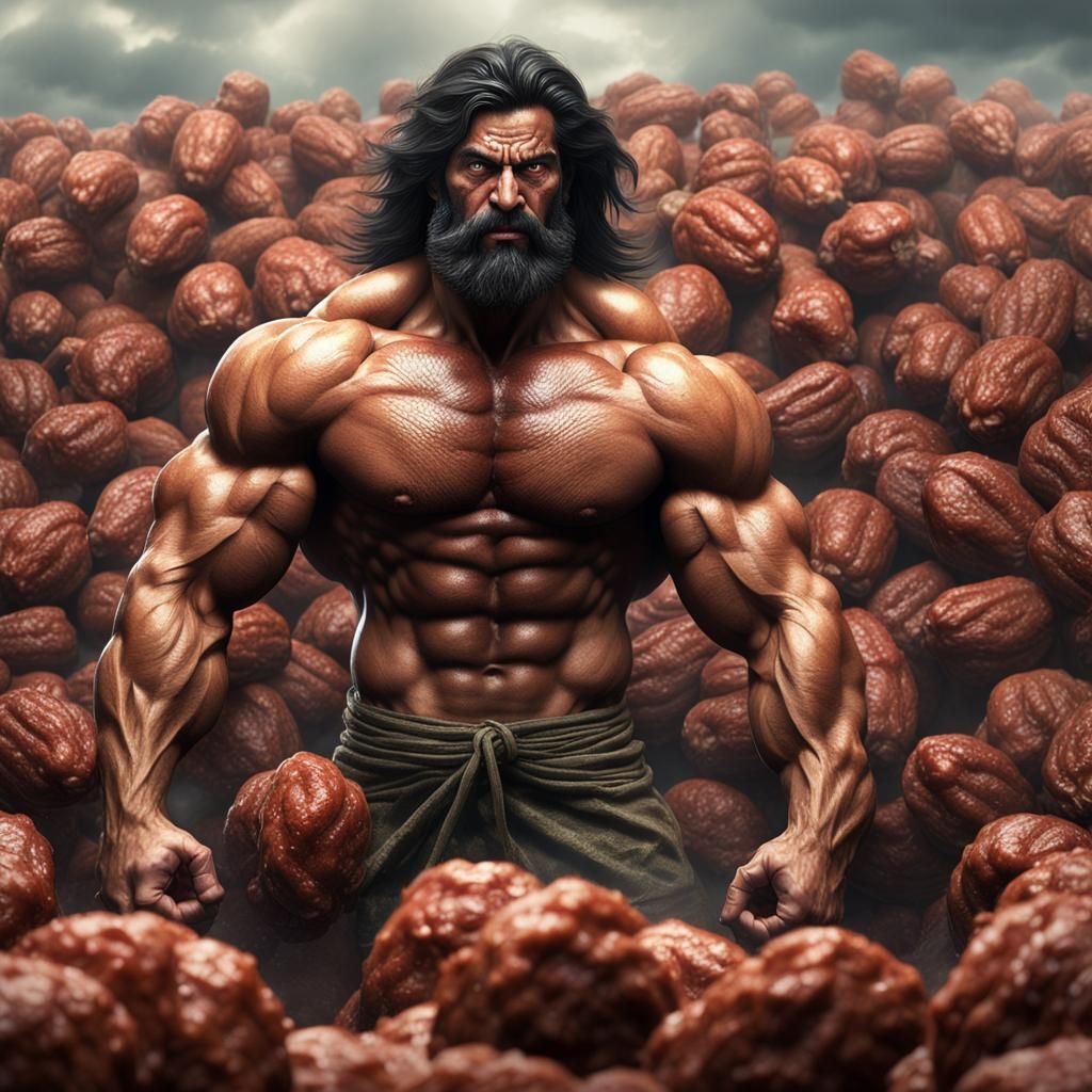 Hairy Bodybuilder in Sausage Sea: Fantasy Art